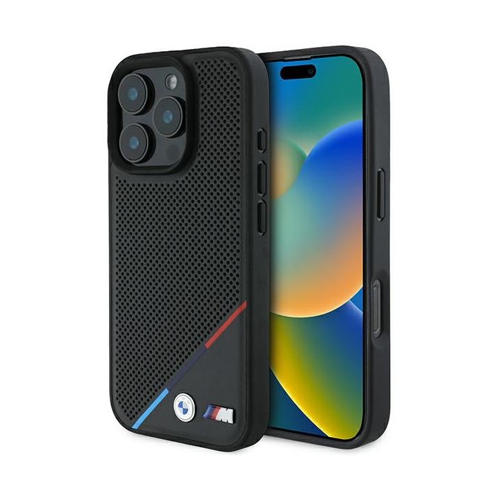 BMW BMHMP16L23PUPDK iPhone 16 Pro 6.3" czarny/black hardcase M Perforated Tricolor Line MagSafe na NearMe.pl