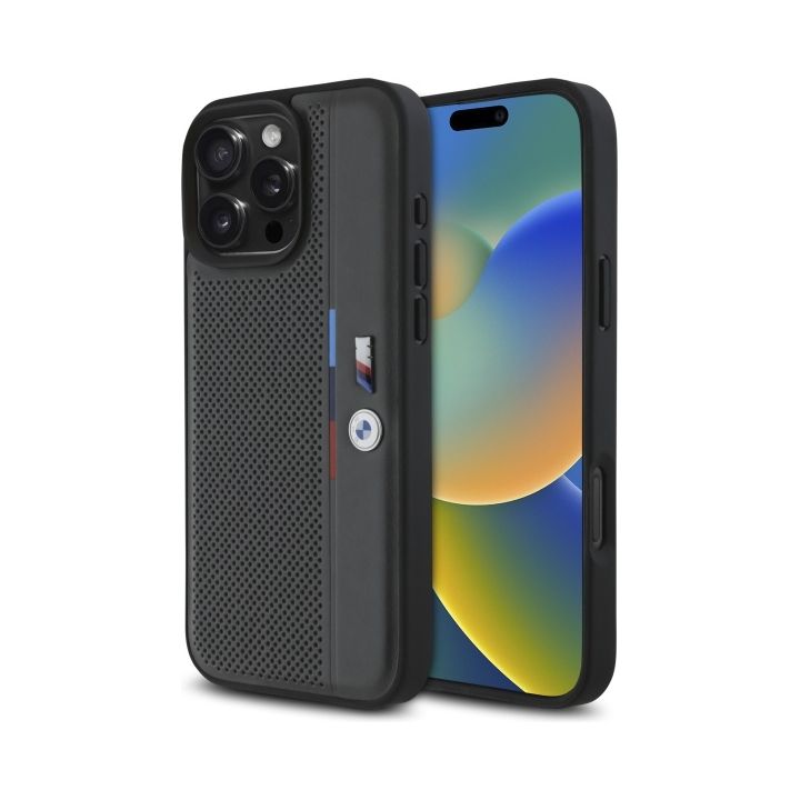 BMW BMHCP16L23PUPVA iPhone 16 Pro6.3" antracyt/anthracite hardcase M Perforated Tricolor Detail Line na NearMe.pl