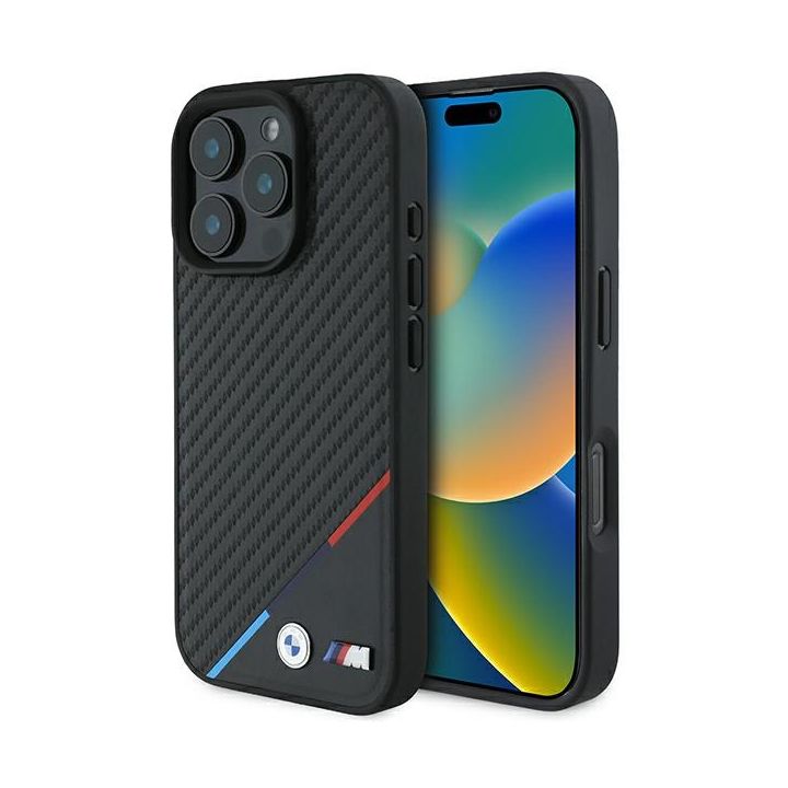 BMW BMHMP16L23PUDTK iPhone 16 Pro 6.3" czarny/black hardcase M Carbon Tricolor Line MagSafe na NearMe.pl