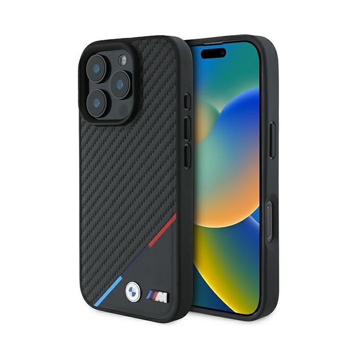 BMW BMHMP16X23PUDTK iPhone 16 Pro Max 6.9" czarny/black hardcase M Carbon Tricolor Line MagSafe na NearMe.pl