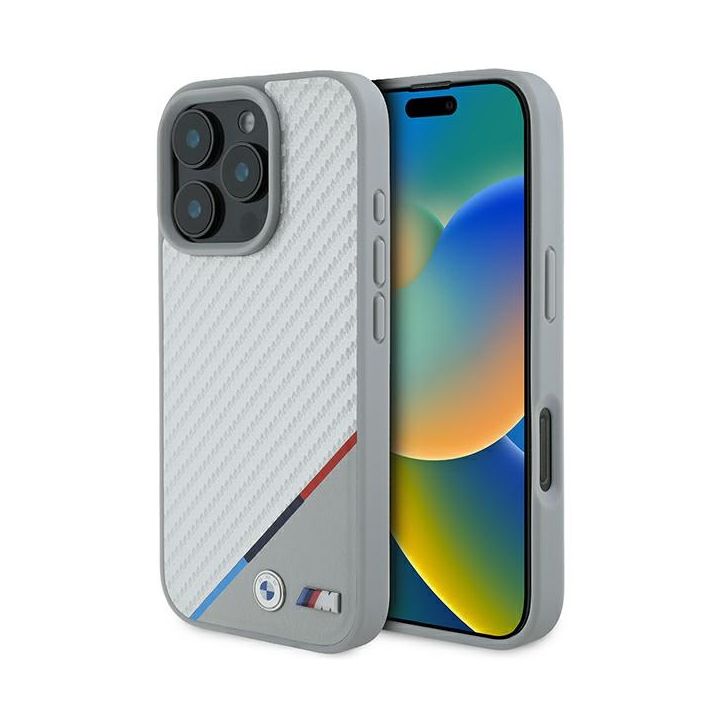 BMW BMHMP16L23PUDTS iPhone 16 Pro 6.3" szary/grey hardcase M Carbon Tricolor Line MagSafe na NearMe.pl
