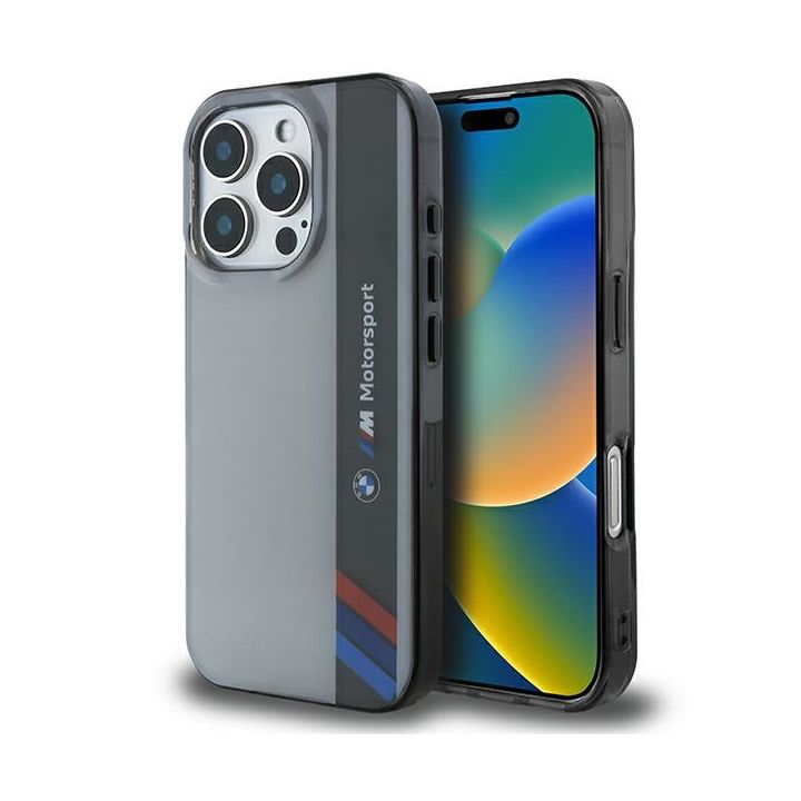 BMW BMHCP16X23HTFEG iPhone 16 Pro Max 6.9" szary/grey hardcase Motorsport IML Vertical Stripe na NearMe.pl