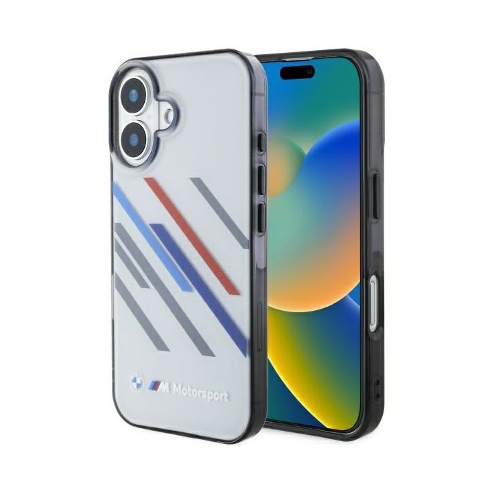 BMW BMHCP16M23HTRAG iPhone 16 Plus 6.7" szary/grey hardcase Motorsport IML Random Stripes na NearMe.pl