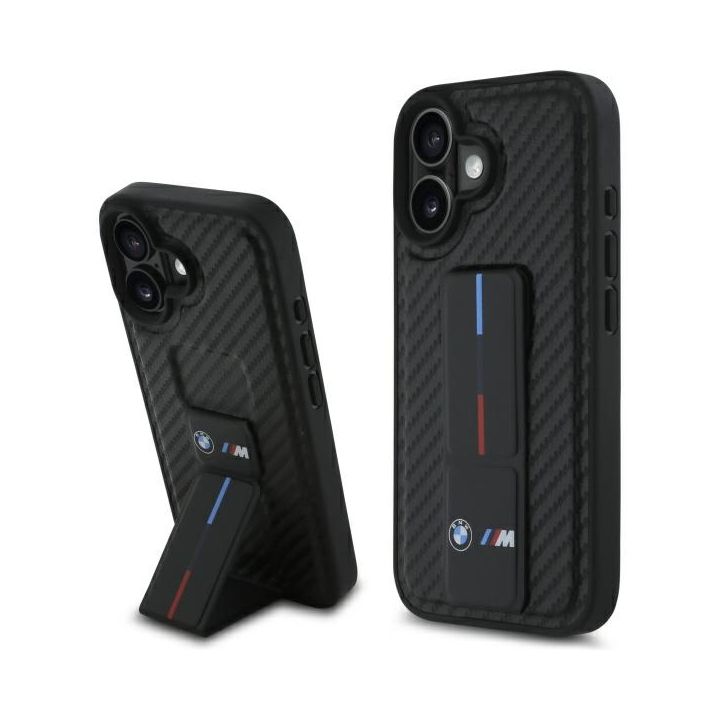 BMW BMHCP16SGSPCCK iPhone 166.1" czarny/black hardcase M Grip Stand Smooth and Carbon na NearMe.pl