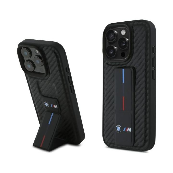 BMW BMHCP16XGSPCCK iPhone 16 Pro Max6.9" czarny/black hardcase M Grip Stand Smooth and Carbon na NearMe.pl