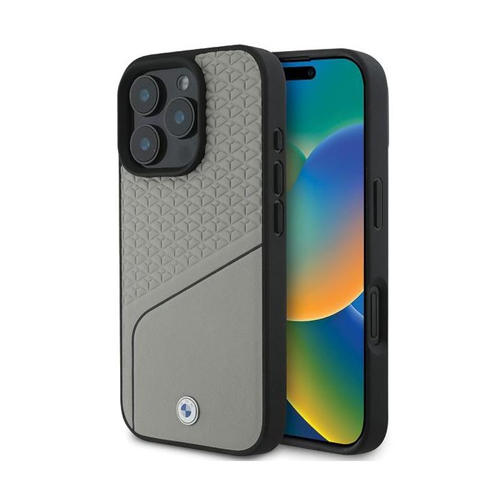 BMW BMHMP16L23RDCLG iPhone 16 Pro 6.3" szary/grey hardcase Sign Leather Textured and Line MagSafe na NearMe.pl