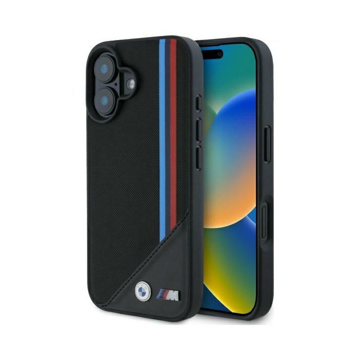 BMW BMHMP16S23PUTRK iPhone 16 6.1"czarny/black hardcase M Meshed Tricolor Stripes MagSafe na NearMe.pl