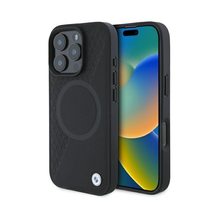 BMW BMHMP16X23RTPK iPhone 16 Pro Max     6.9" czarny/black hardcase Sign Leather Half Textured And Circle MagSafe na NearMe.pl