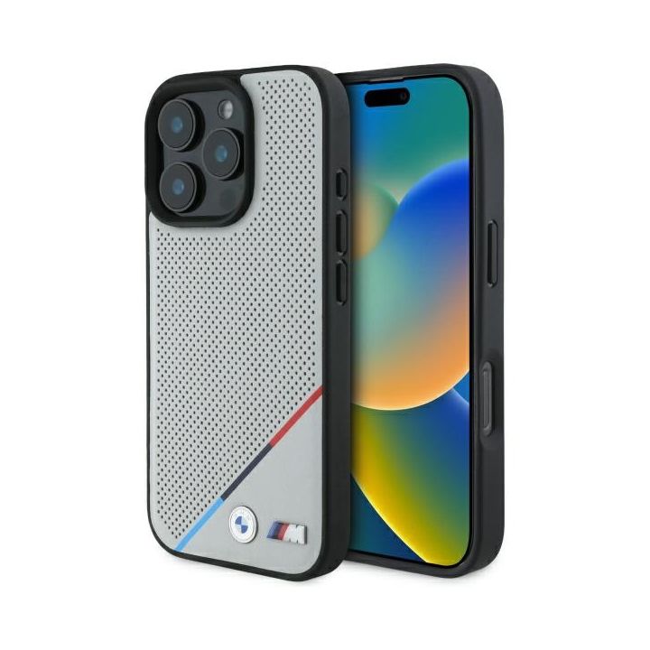 BMW BMHMP16X23PUPDG iPhone 16 Pro Max    6.9" szary/grey hardcase M Perforated Tricolor Line MagSafe na NearMe.pl
