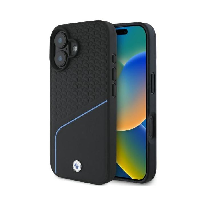 BMW BMHMP16S23RDCLK iPhone 16 6.1"       czarny/black hardcase Sign Leather Textured And Line MagSafe na NearMe.pl