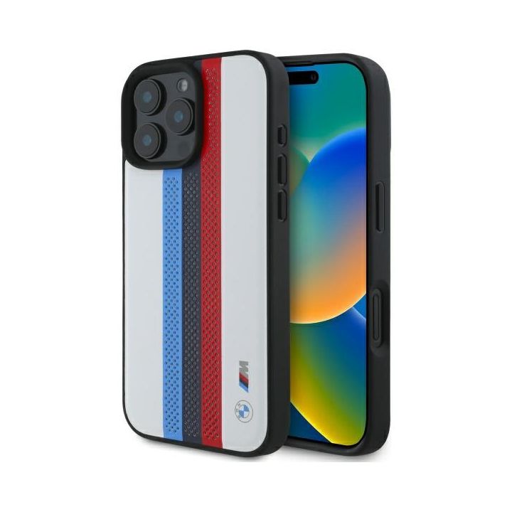 BMW BMHMP16X23PUPTH iPhone 16 Pro Max    6.9" biały/white hardcase M Perf. Tricolor Printed Stripes MagSafe na NearMe.pl