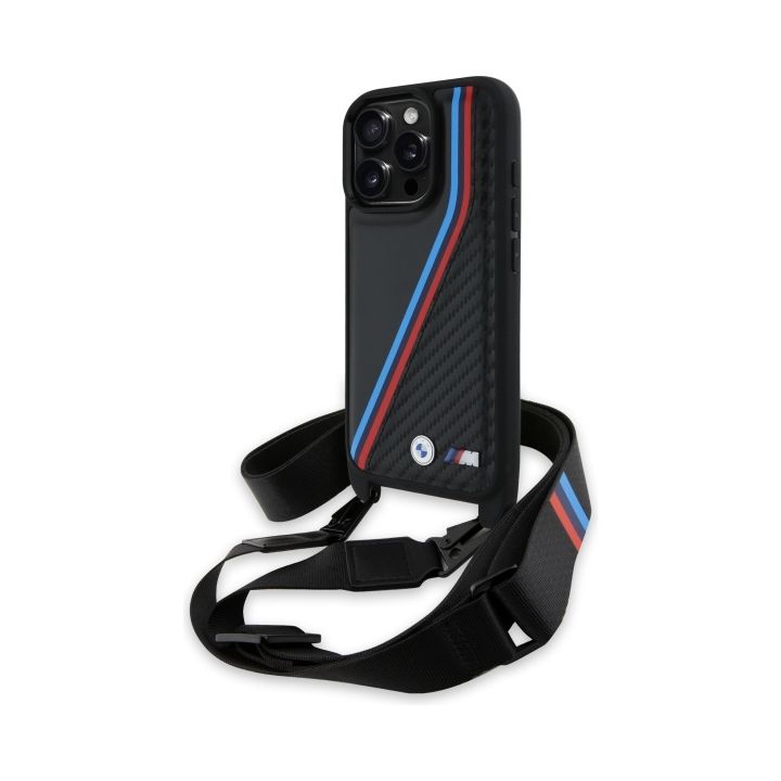 BMW BMHCP16X23PSVTK iPhone 16 Pro Max    6.9" czarny/black hardcase M Edition Carbon Tricolor Lines & Strap na NearMe.pl