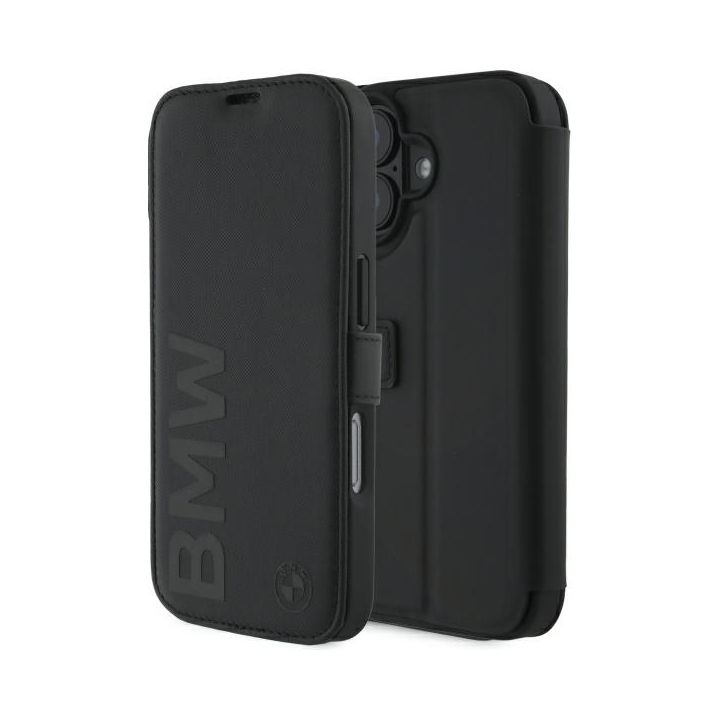 BMW BMBKP16S23RMRLK iPhone 16 6.1"       czarny/black bookcase Signature Leather Wordmark na NearMe.pl
