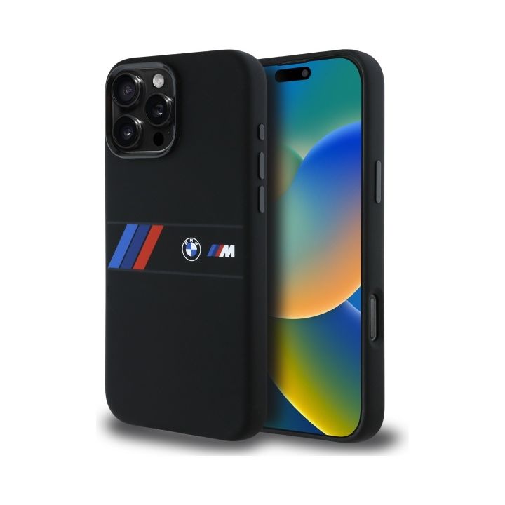 BMW BMHMP16X23SAXK iPhone 16 Pro Max     6.9" czarny/black hardcase Silicone Middle Stripe MagSafe na NearMe.pl