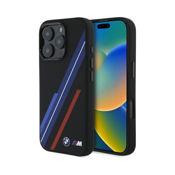 BMW BMHMP16X23SSPK iPhone 16 Pro Max     6.9" czarny/black hardcase Silicone Random Lines MagSafe na NearMe.pl