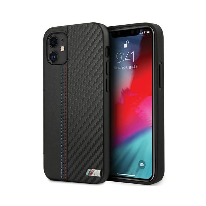 Etui BMW BMHCP12SMCARBK iPhone12 mini 5,4" czarny/black hardcase M Collection PU Carbon Stripe na NearMe.pl