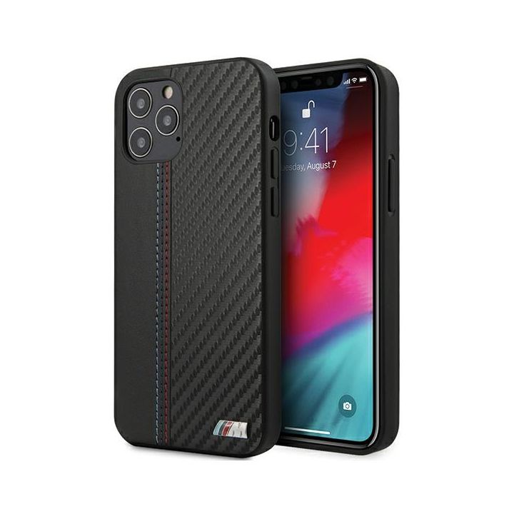 Etui BMW BMHCP12MMCARBK iPhone12/12 Pro 6,1" czarny/black hardcase M Collection PU Carbon Stripe na NearMe.pl