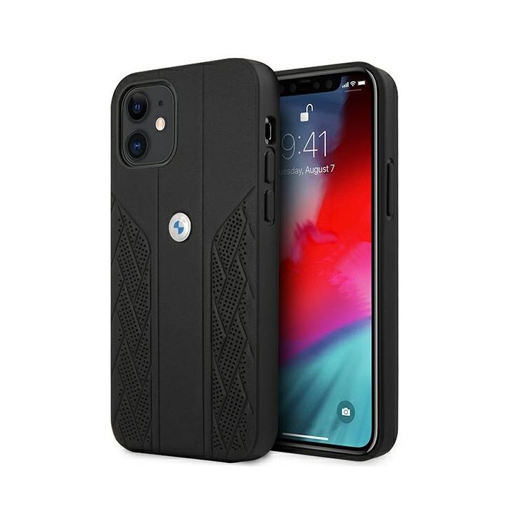 Etui BMW BMHCP12SRSPPK iPhone 12 mini 5,4" czarny/black hardcase Leather Curve Perforate na NearMe.pl