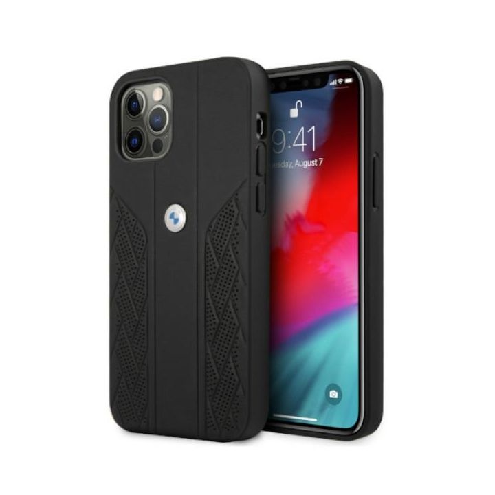 Etui BMW BMHCP12MRSPPK iPhone 12/12 Pro 6,1" czarny/black hardcase Leather Curve Perforate na NearMe.pl