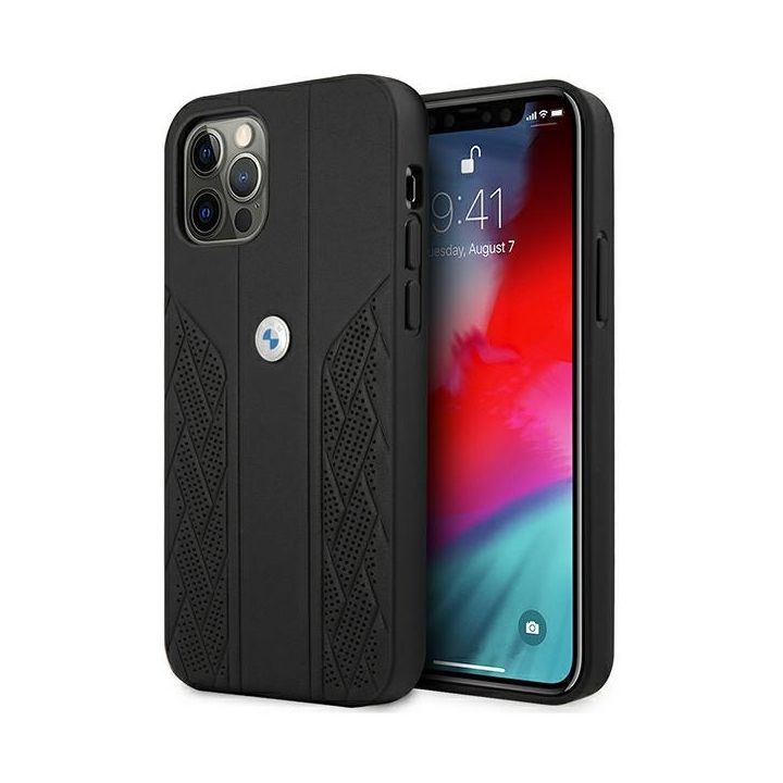 Etui BMW BMHCP12LRSPPK iPhone 12 Pro Max 6,7" czarny/black hardcase Leather Curve Perforate na NearMe.pl