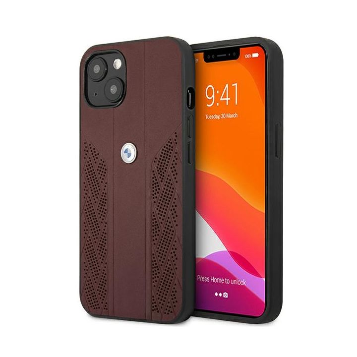 Etui BMW BMHCP13MRSPPR iPhone 13 / 14 / 15 6.1" czerwony/red hardcase Leather Curve Perforate na NearMe.pl