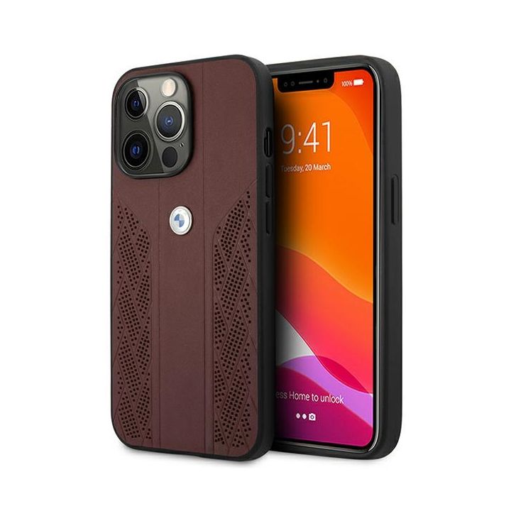 Etui BMW BMHCP13LRSPPR iPhone 13 Pro/13 6,1" czerwony/red hardcase Leather Curve Perforate na NearMe.pl