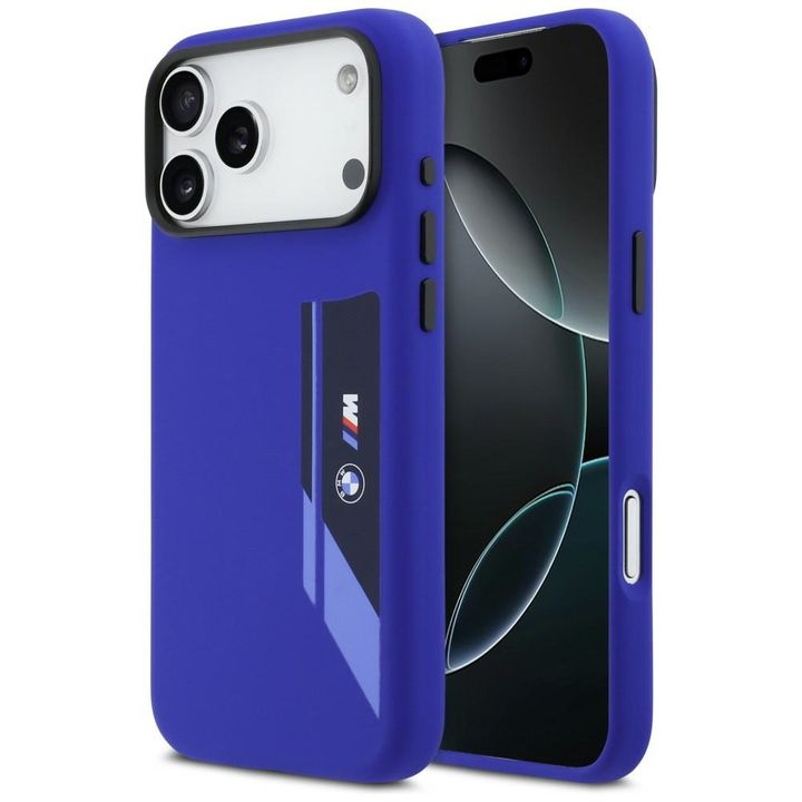 Etui BMW M Silicon Vertical Logo MagSafe do iPhone 17 Pro Max granatowy na NearMe.pl