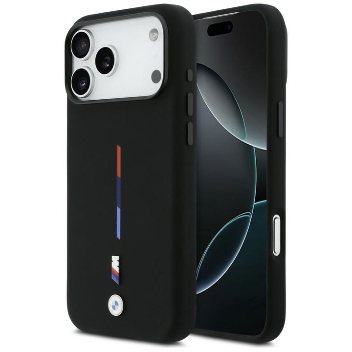 Etui BMW M Silicon Tricolor Line MagSafe do iPhone 17 Pro Max czarny na NearMe.pl