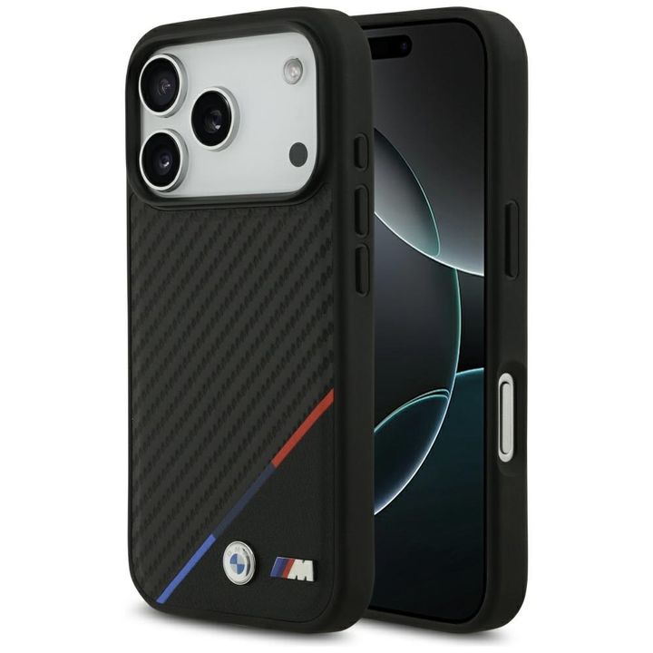 Etui BMW M Carbon Tricolor Line MagSafe  do iPhone 17 Pro czarny na NearMe.pl