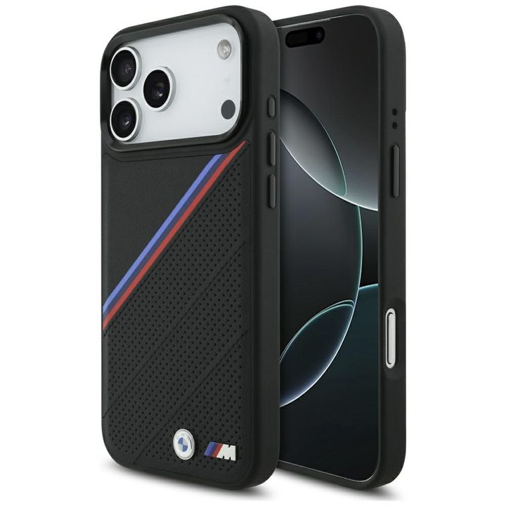 Etui BMW M Tricolor Metal Logo MagSafe   do iPhone 17 Pro Max czarny na NearMe.pl