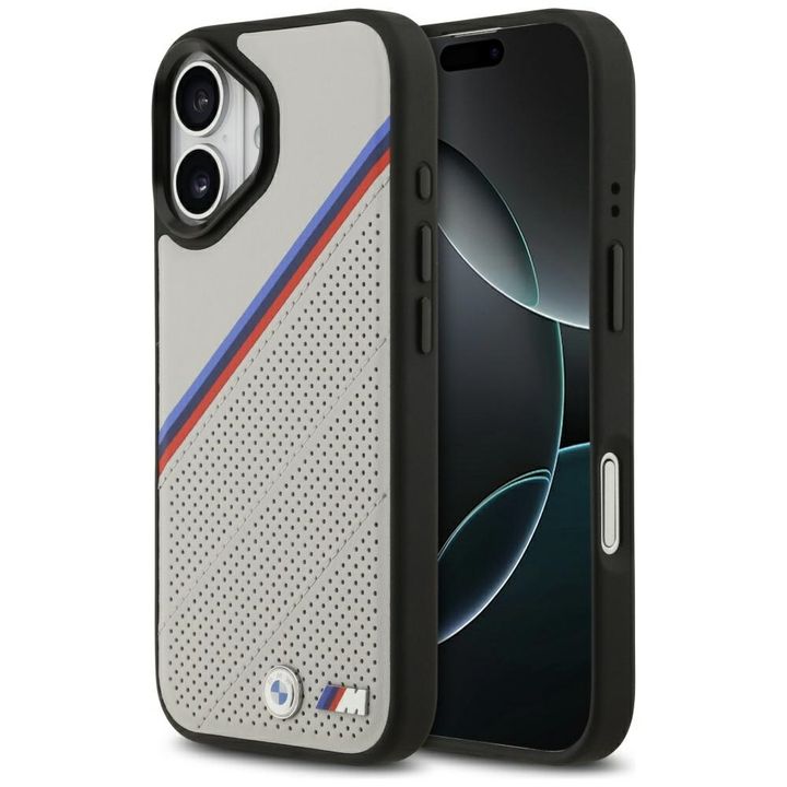 Etui BMW M Tricolor Metal Logo MagSafe   do iPhone 17 szary na NearMe.pl