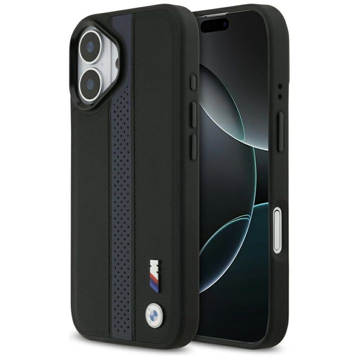 Etui BMW M Perforated Stripe Logo        MagSafe do iPhone 17 niebieski na NearMe.pl