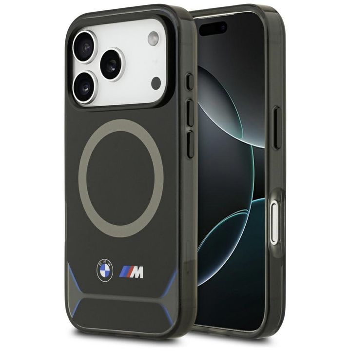 Etui BMW M IML Metal Buttons & Logo      MagSafe do iPhone 17 Pro czarno-niebieski na NearMe.pl