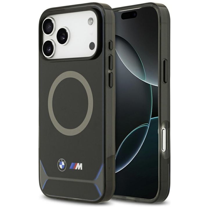 Etui BMW M IML Metal Buttons & Logo MagSafe do iPhone 17 Pro Max czarno-niebieski na NearMe.pl