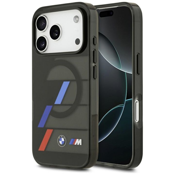 Etui BMW M IML Metal Buttons Tricolor    Lines MagSafe do iPhone 17 Pro Max czarny na NearMe.pl