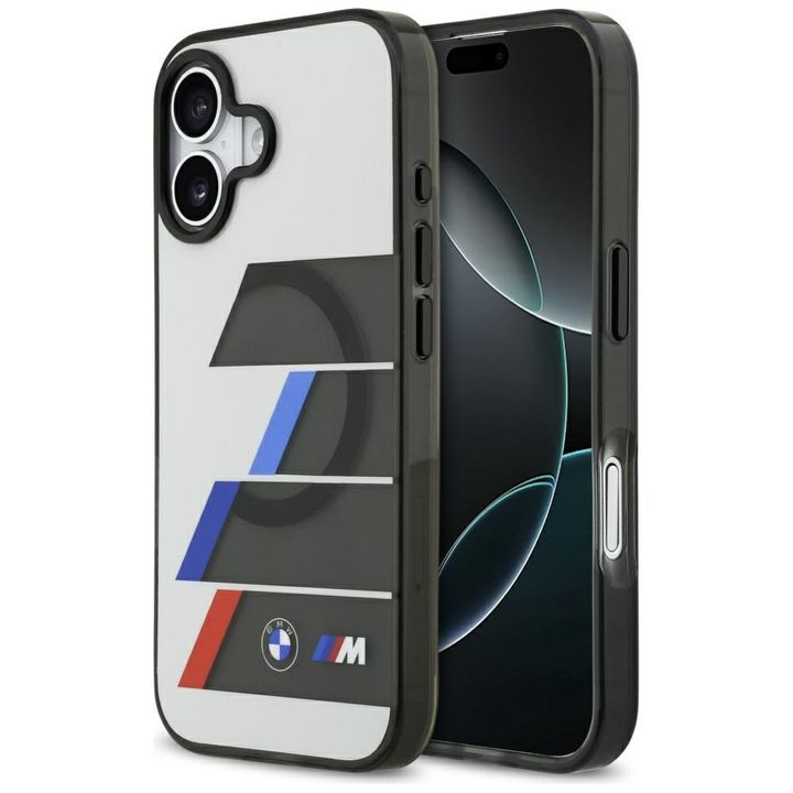 Etui BMW M IML Metal Buttons Tricolor    Lines MagSafe do iPhone 17 antracyt na NearMe.pl