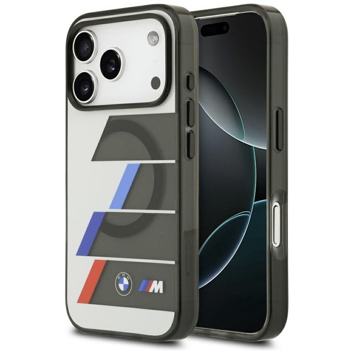 Etui BMW M IML Metal Buttons Tricolor    Lines MagSafe do iPhone 17 Pro antracyt na NearMe.pl