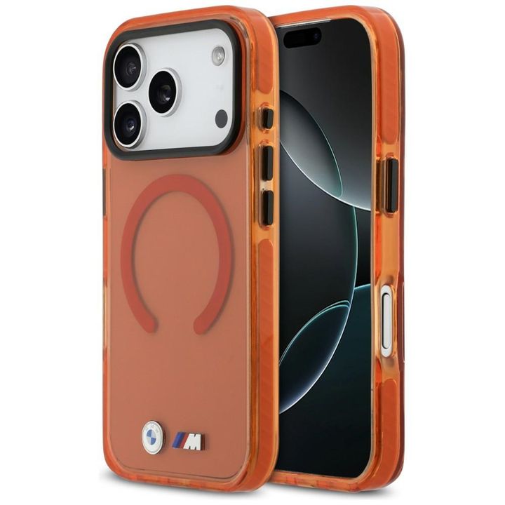 Etui BMW M IML Shockproof Metal Logos    MagSafe do iPhone 17 Pro pomarańczowy na NearMe.pl