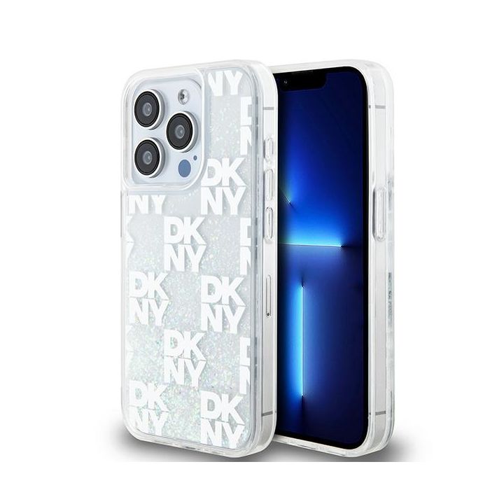 DKNY DKHCP15LLCPEPT iPhone 15 Pro6.1" biały/white hardcase Liquid Glitter Multilogo na NearMe.pl