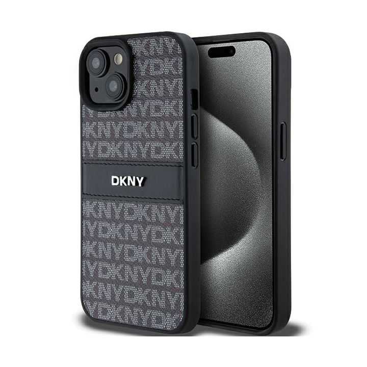 DKNY DKHCP15MPRTHSLK iPhone 15 Plus /14 Plus 6.7" czarny/black hardcase Leather Mono Stripe & Metal Logo na NearMe.pl