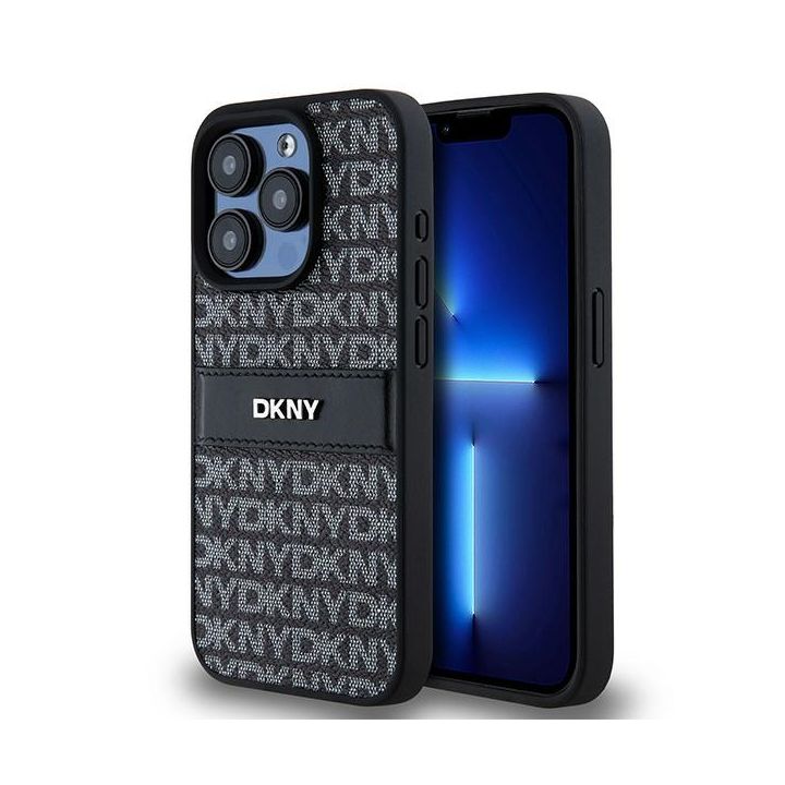 DKNY DKHCP15LPRTHSLK iPhone 15 Pro6.1" czarny/black hardcase Leather Mono Stripe & Metal Logo na NearMe.pl