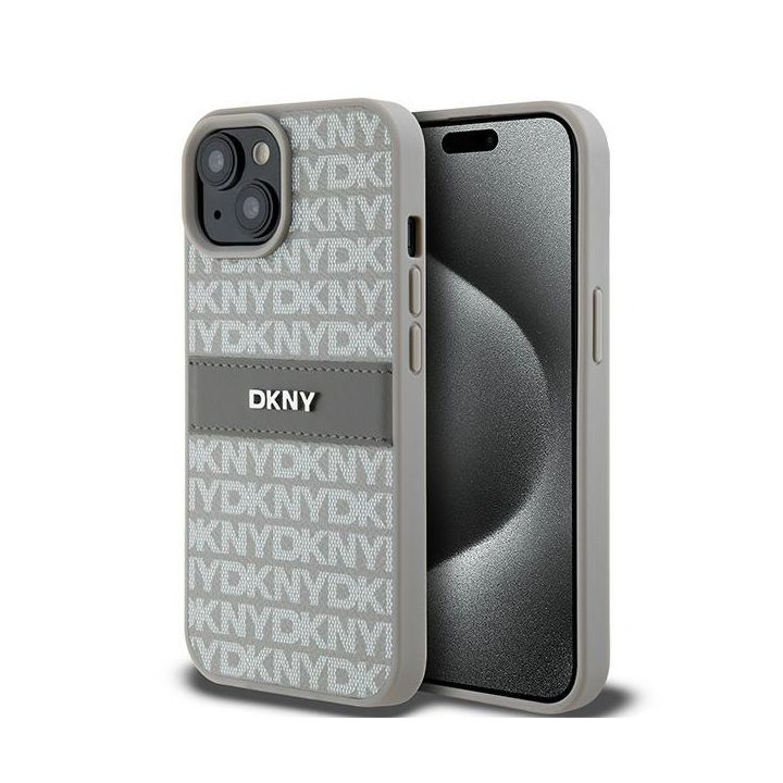 DKNY DKHCP15MPRTHSLE iPhone 15 Plus /14 Plus 6.7" beżowy/beige hardcase Leather Mono Stripe & Metal Logo na NearMe.pl