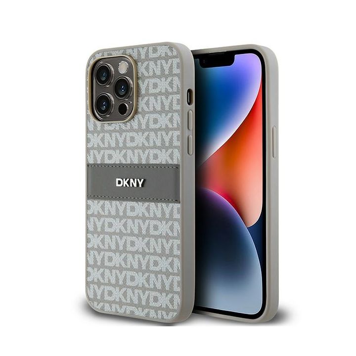 DKNY DKHCP14XPRTHSLE iPhone 14 Pro Max6.7" beżowy/beige hardcase Leather Mono Stripe & Metal Logo na NearMe.pl