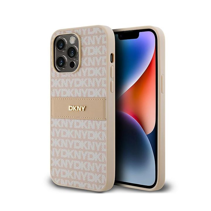 DKNY DKHCP14XPRTHSLP iPhone 14 Pro Max6.7" różowy/pink hardcase Leather Mono Stripe & Metal Logo na NearMe.pl