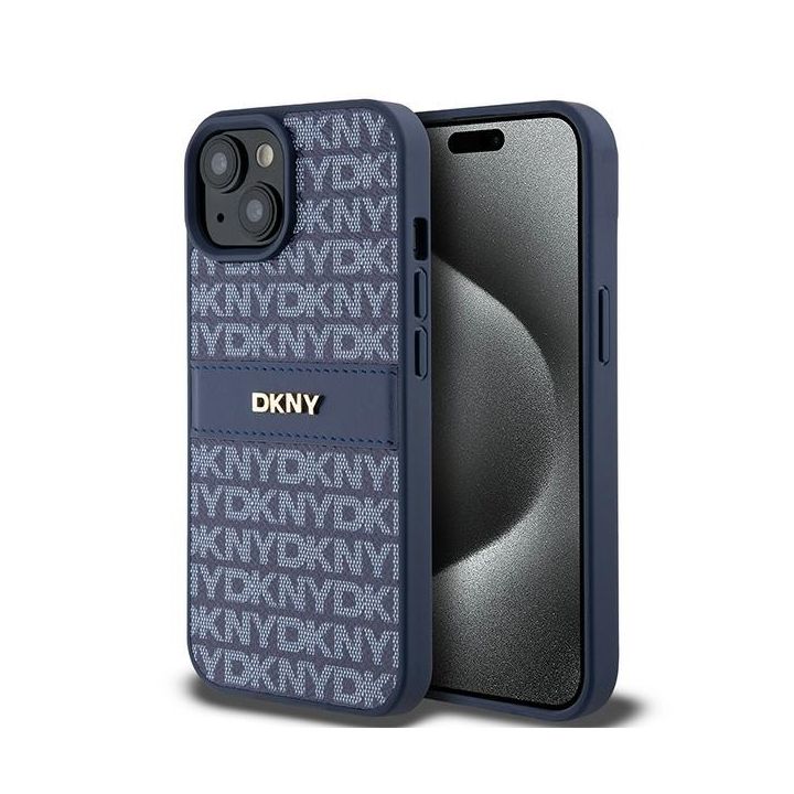 DKNY DKHCP15SPRTHSLB iPhone 15 / 14 / 136.1" niebieski/blue hardcase Leather Mono Stripe & Metal Logo na NearMe.pl