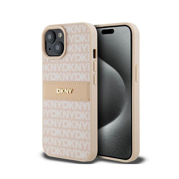 DKNY DKHCP15MPRTHSLP iPhone 15 Plus /14 Plus 6.7" różowy/pink hardcase Leather Mono Stripe & Metal Logo na NearMe.pl