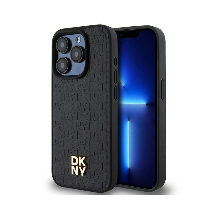 DKNY DKHMP15LPSHRPSK iPhone 15 Pro6.1" czarny/black hardcase Leather Pattern Monogram Metal Logo MagSafe na NearMe.pl