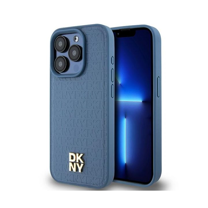DKNY DKHMP15LPSHRPSB iPhone 15 Pro6.1" niebieski/blue hardcase Leather Monogram Pattern Metal Logo MagSafe na NearMe.pl