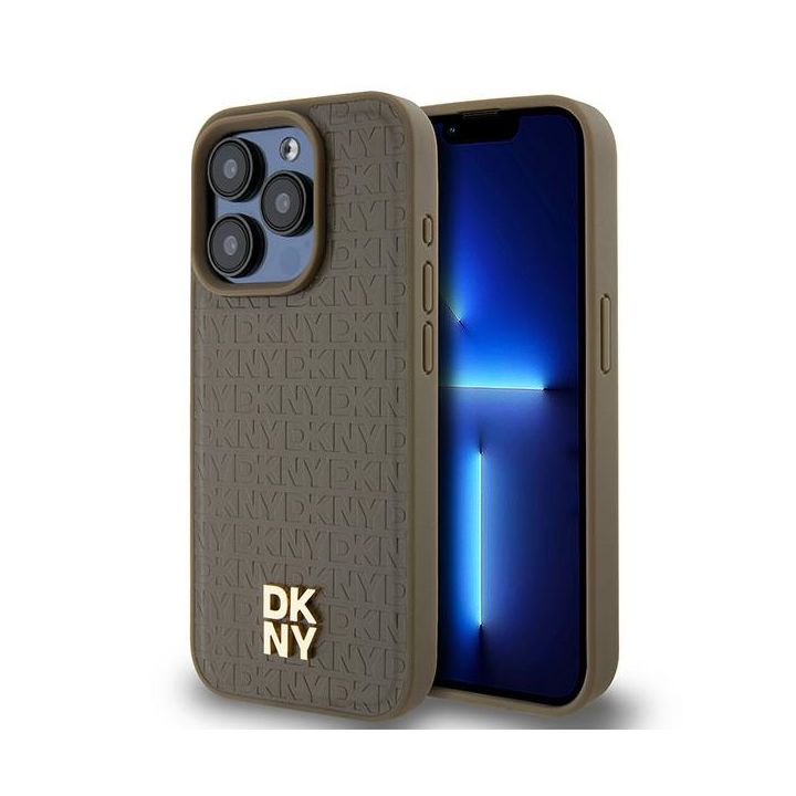 DKNY DKHMP14XPSHRPSW iPhone 14 Pro Max6.7" brązowy/brown hardcase Leather Pattern Metal Logo MagSafe na NearMe.pl