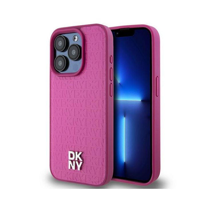 DKNY DKHMP15LPSHRPSP iPhone 15 Pro6.1" różowy/pink hardcase Leather Monogram Pattern Metal Logo MagSafe na NearMe.pl